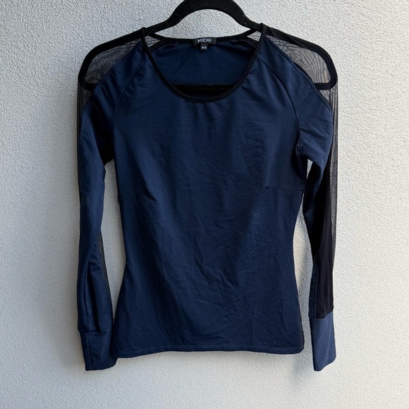 Michi Bolt running top Blue Black long sleeve Medium - Picture 1 of 6